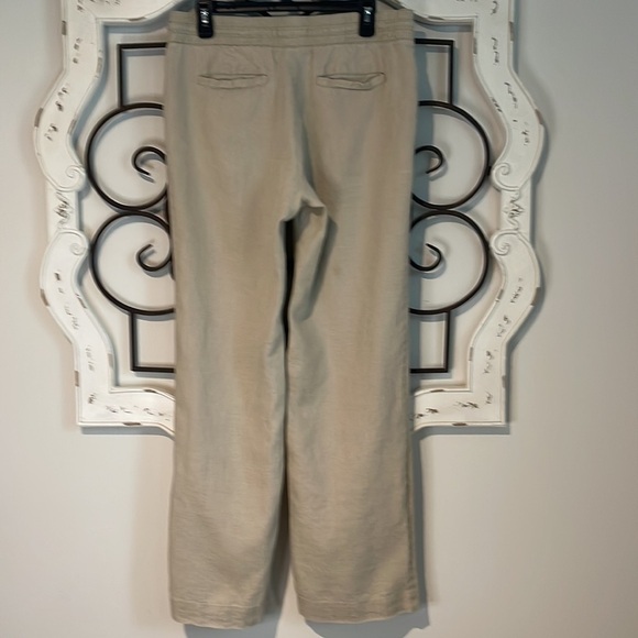ANDREA JOVINE 100% LINEN HIGH WAIST PANTS KHAKI SIZE 8 - Picture 5 of 8